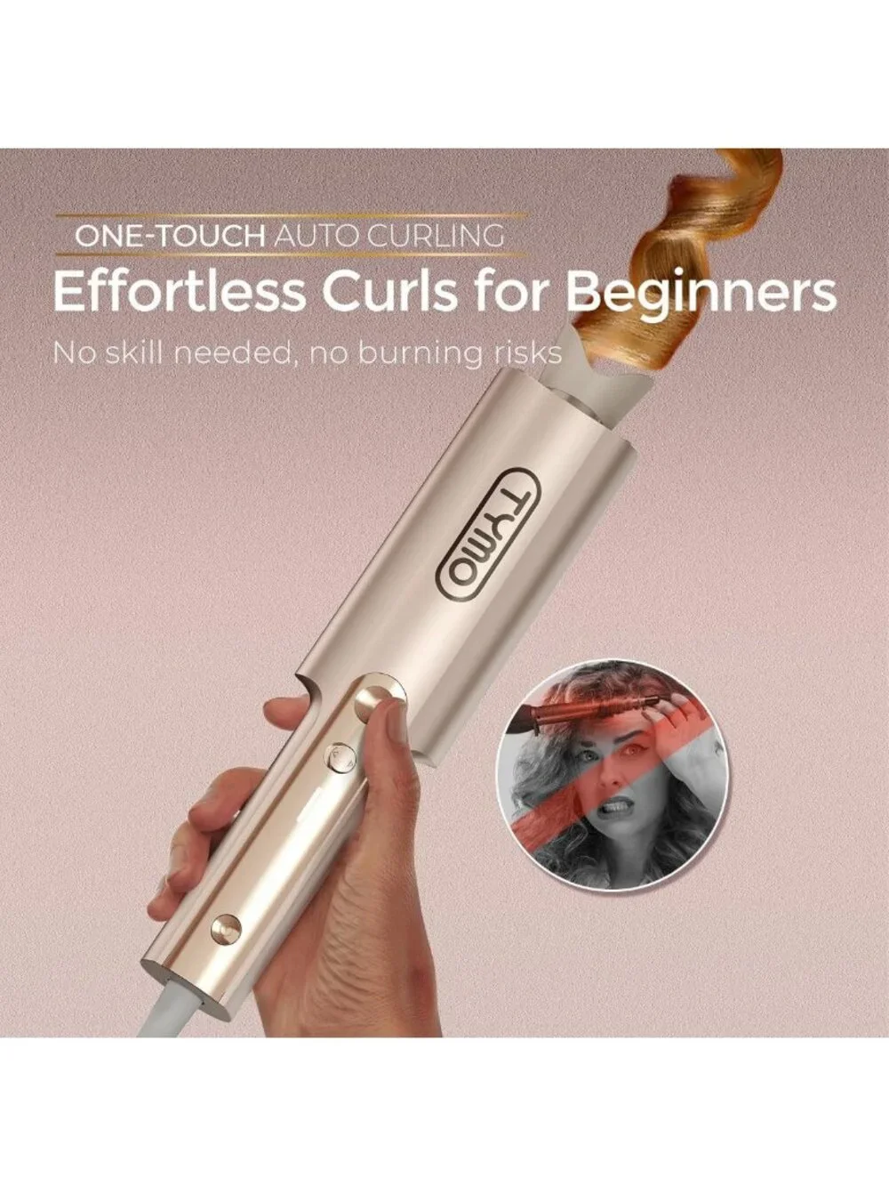 Automatic Rotating Curling Iron - Long Barrel Ceramic Curler for Long Hair